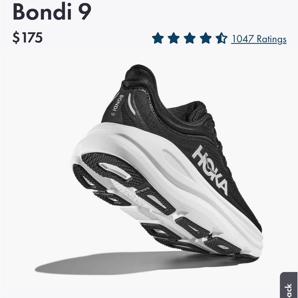 Hoka Bondi 9 Black and White Sneakers - Picture 2 of 5